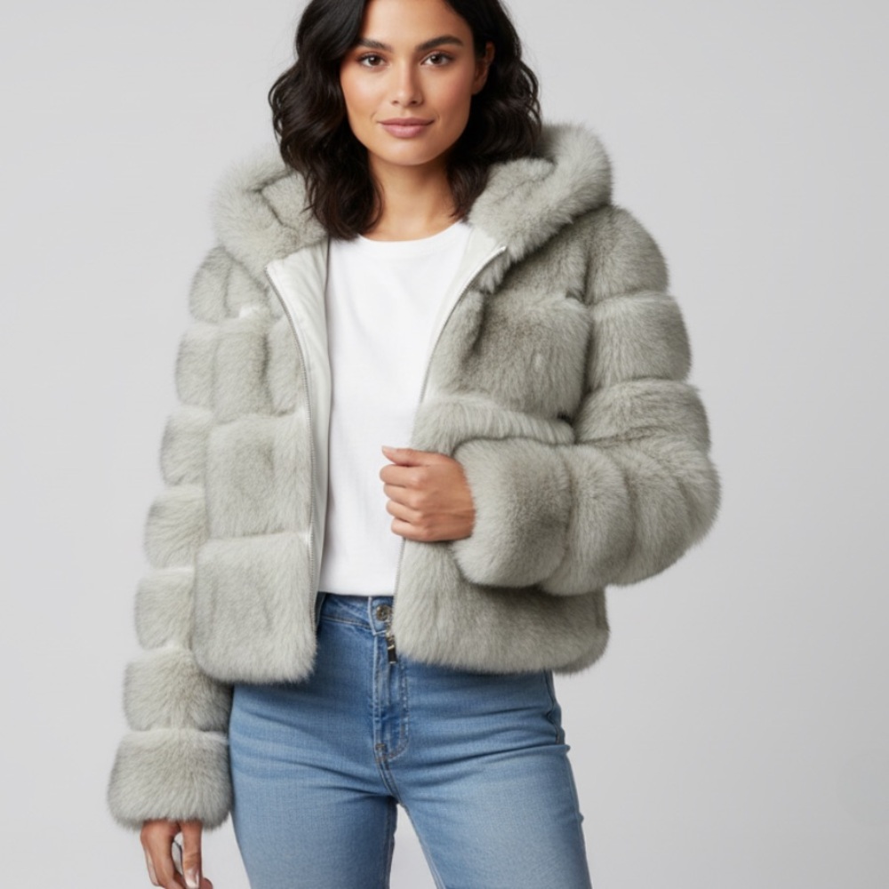 Elegant Women's Silver Teddy Jacket